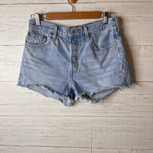 Levis Shorts Womens Size W29 Light Wash Button Fly 100% Cotton Cut Off